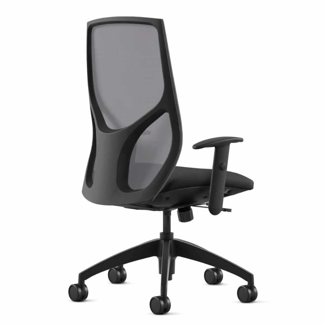 146-9to5seating-task-chair-back 146 9to5seating task chair back • Ships in 24 hours • Minimal assembly, no tools required • Height- and width- adjustable arms • Integrated seat slider • Ratchet back • Gray mesh back, Air grid mesh seat and Molded foam seat • Warranted to 300 lbs.
