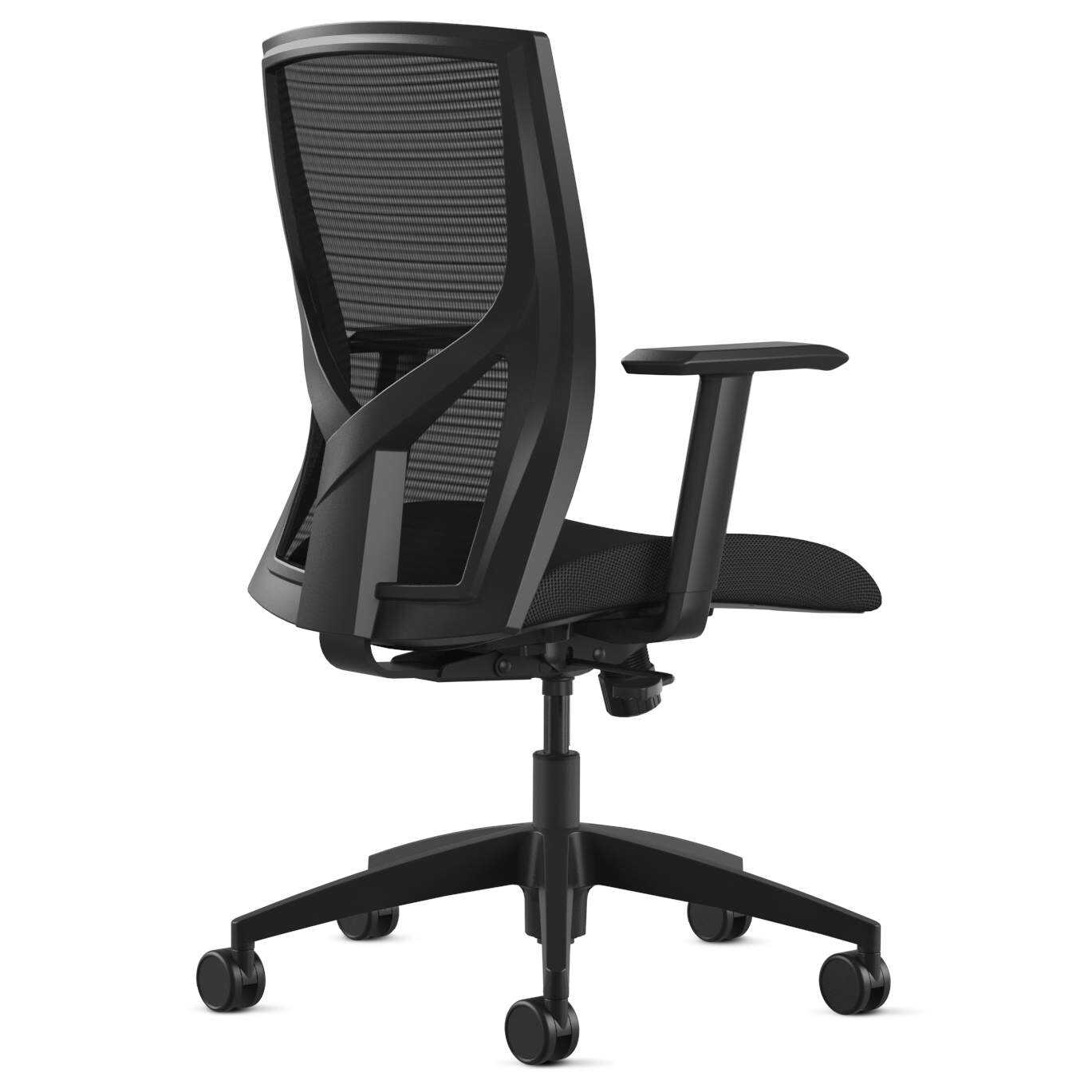 205-9to5seating-task-chair-backview 205 9to5seating task chair backview • Ships in 24 hours • Five-year warranty • Assembly required • Warranted to 300 lbs. • 2-way height adjustable arms • Black mesh back • Air grid mesh seat and 3" thick molded foam seat