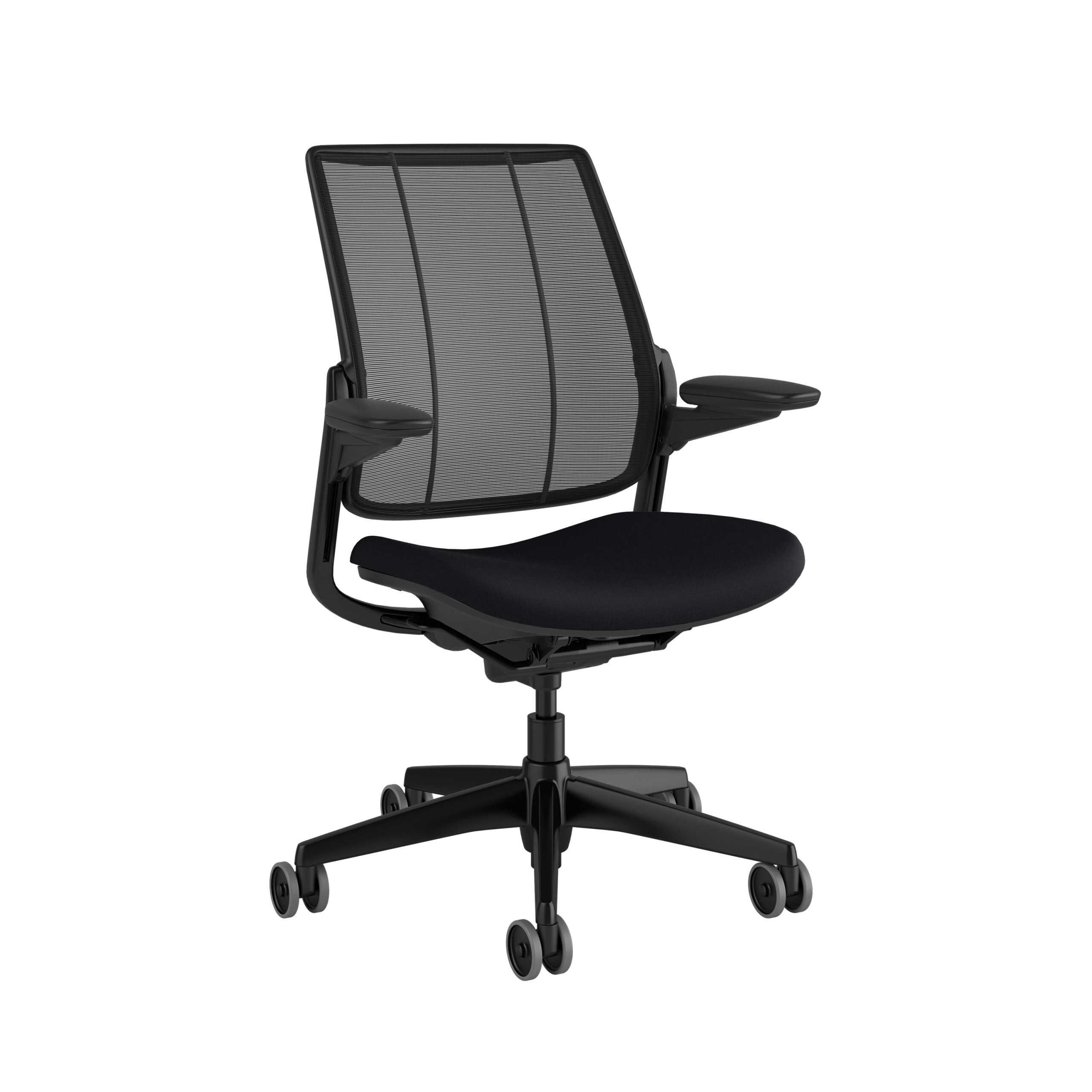 Smart Ocean HS S115BM10CF10XFSHNSC black frame black side view scaled <ul> <li>Backrest Mesh/Color: Monofilament Stripe, Black</li> <li>Seat Textile/Color: Corde 4, Black</li> <li>Frame Color: Black with Black Trim* Incorporates Ocean Netting</li> <li>4D Adjustable Duron Arms</li> <li>Foam seat pan</li> <li>Standard hard casters</li> <li>5” cylinder</li> <li>Contact Us for additional customizations and available textiles</li> </ul>