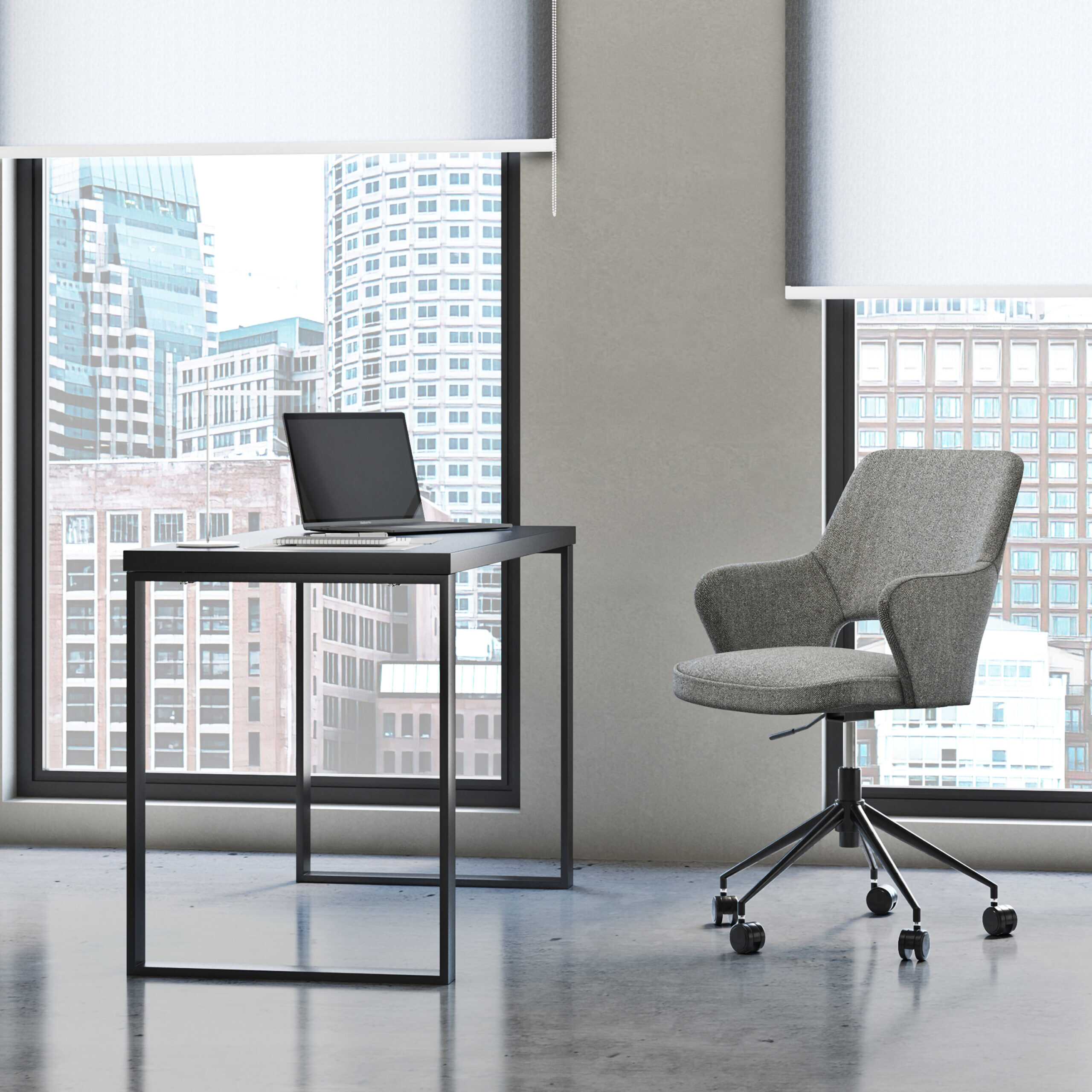 Dillon 47" Desk 90481-ANT Dillon Desk in Matte Anthracite with Matte Black Steel Base